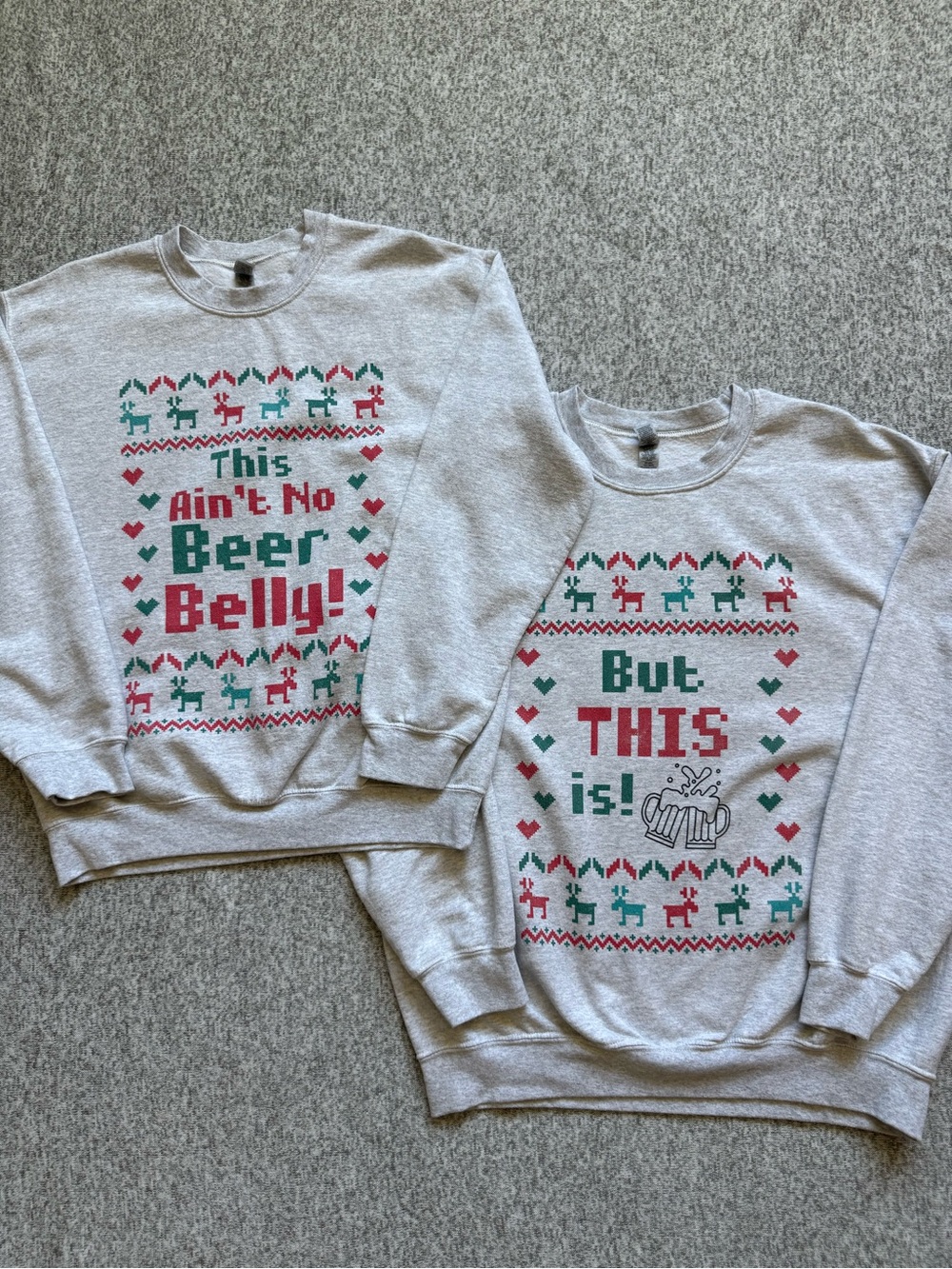 Pregnant Couple Holiday Crewneck Sweaters